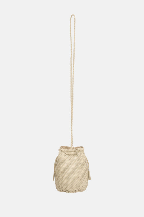 Dragon Diffusion Woven Leather PomPom Bucket Bag