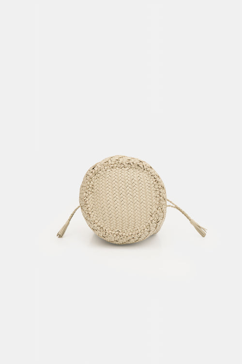 Dragon Diffusion Woven Leather PomPom Bucket Bag