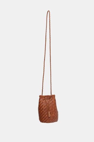 Dragon Diffusion Woven Leather PomPom Bucket Bag