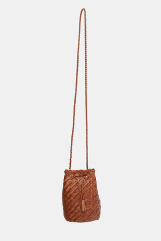 Dragon Diffusion Woven Leather PomPom Bucket Bag
