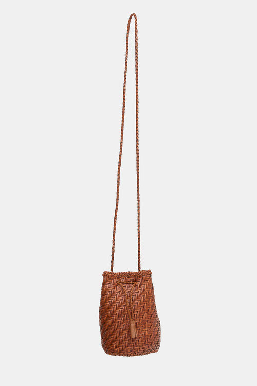 Dragon Diffusion Woven Leather PomPom Bucket Bag