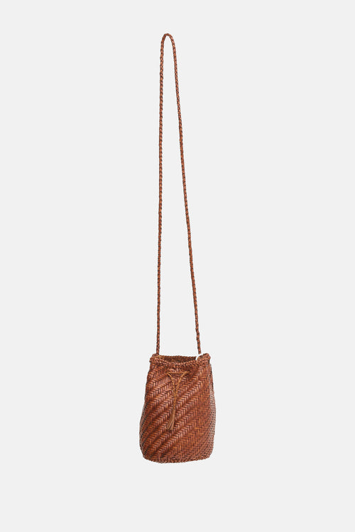 Dragon Diffusion Woven Leather PomPom Bucket Bag
