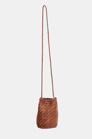 Dragon Diffusion Woven Leather PomPom Bucket Bag
