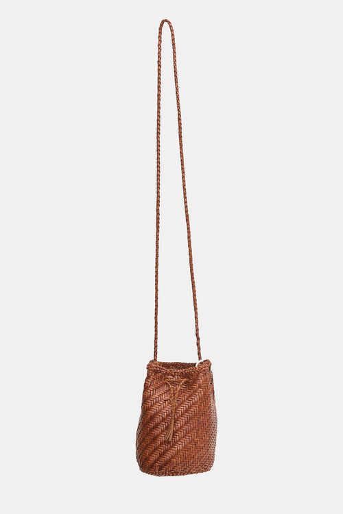 Dragon Diffusion Woven Leather PomPom Bucket Bag