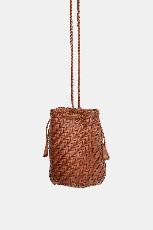 Dragon Diffusion Woven Leather PomPom Bucket Bag