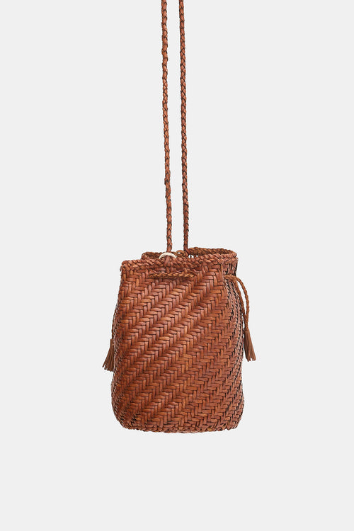 Dragon Diffusion Woven Leather PomPom Bucket Bag
