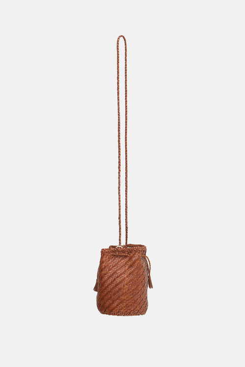 Dragon Diffusion Woven Leather PomPom Bucket Bag
