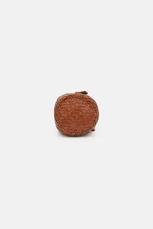 Dragon Diffusion Woven Leather PomPom Bucket Bag