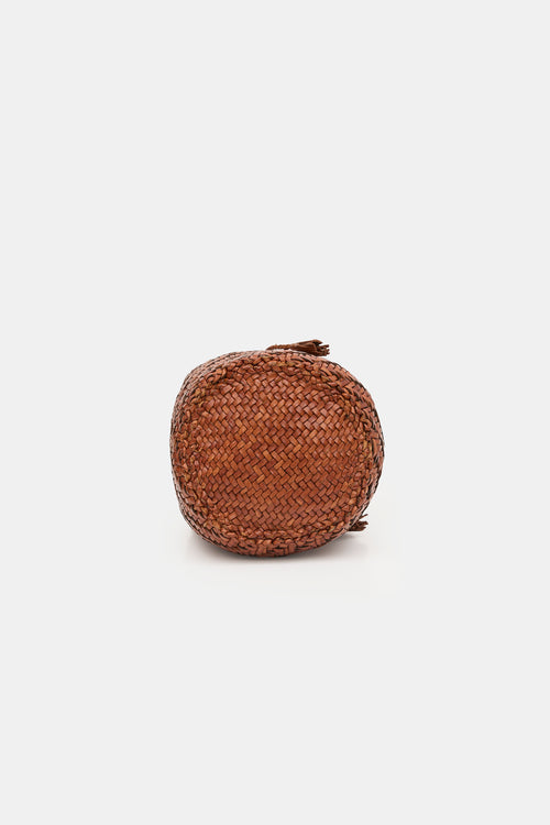 Dragon Diffusion Woven Leather PomPom Bucket Bag
