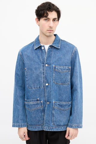 Drake's Medium Wash Denim Chore Jacket