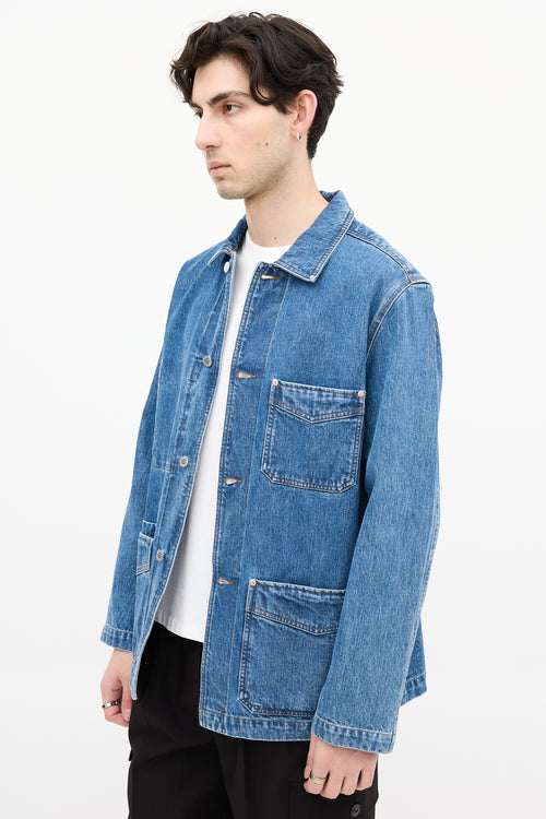 Drake's Medium Wash Denim Chore Jacket