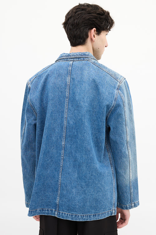 Drake's Medium Wash Denim Chore Jacket