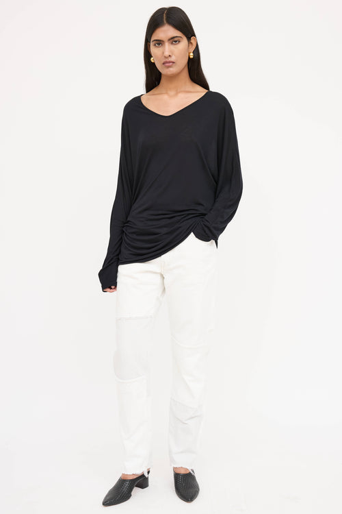 Dries Van Noten Sheer Draped Long Sleeve Top