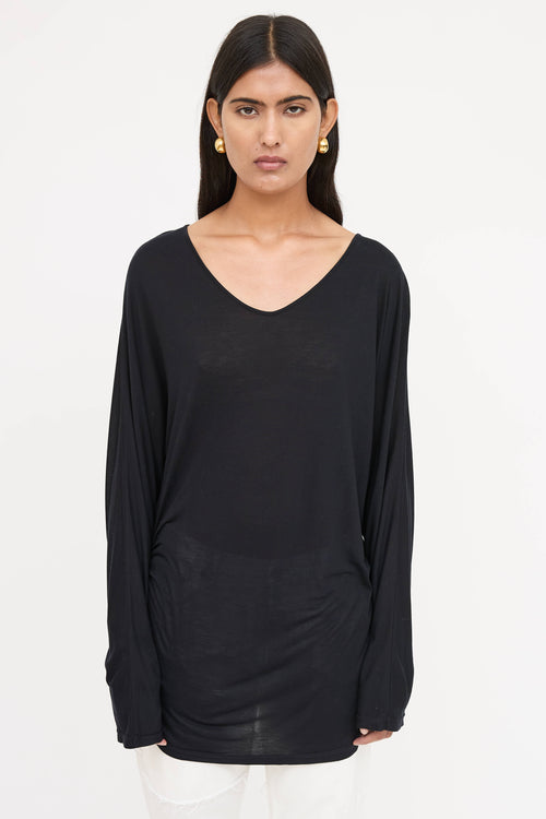 Dries Van Noten Sheer Draped Long Sleeve Top