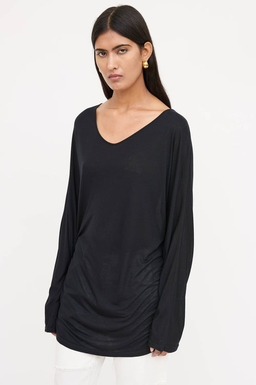 Dries Van Noten Sheer Draped Long Sleeve Top