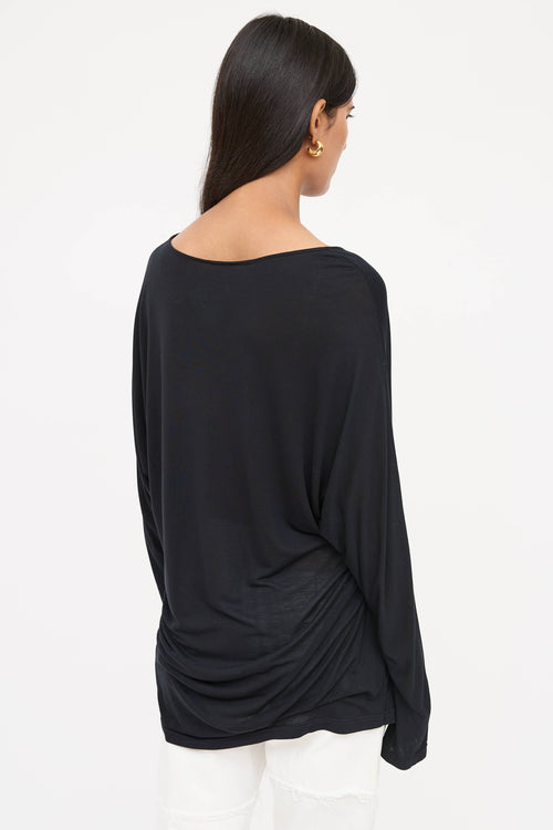Dries Van Noten Sheer Draped Long Sleeve Top