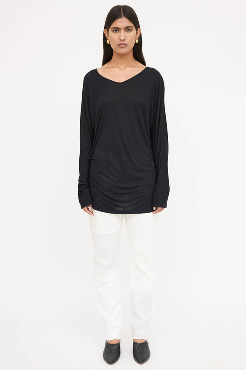 Dries Van Noten Sheer Draped Long Sleeve Top