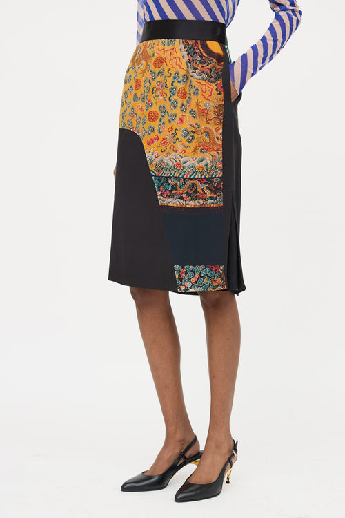 Dries Van Noten Silk Pattern Skirt