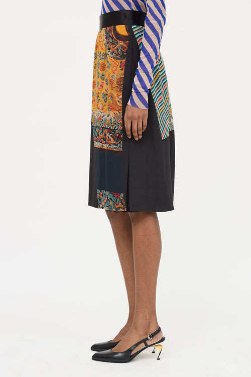 Dries Van Noten Silk Pattern Skirt