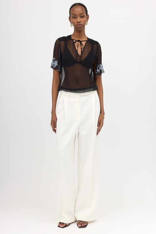 Dries Van Noten Silk Sheer Beaded Top