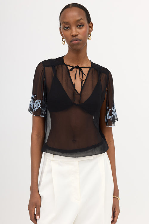 Dries Van Noten Silk Sheer Beaded Top