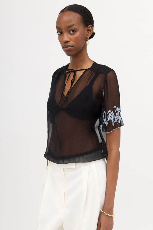 Dries Van Noten Silk Sheer Beaded Top