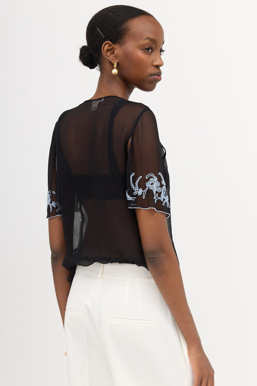 Dries Van Noten Silk Sheer Beaded Top