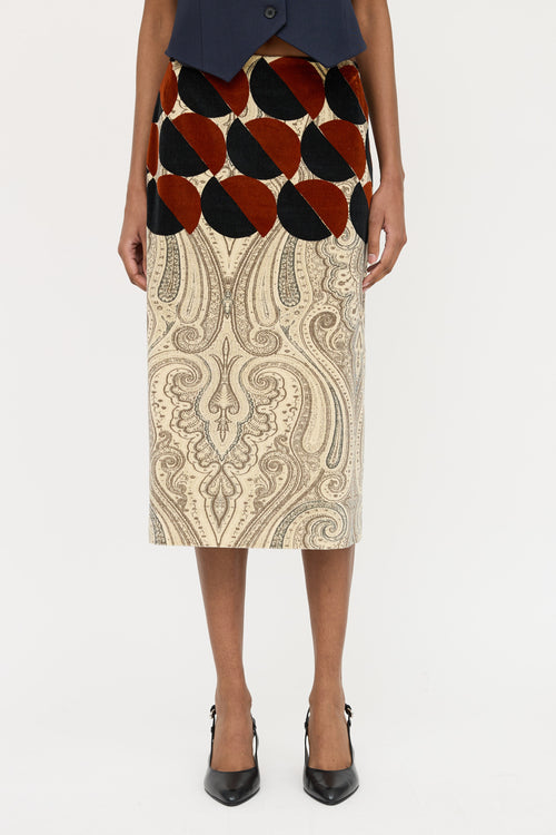 Dries Van Noten Velvet Geometric Skirt