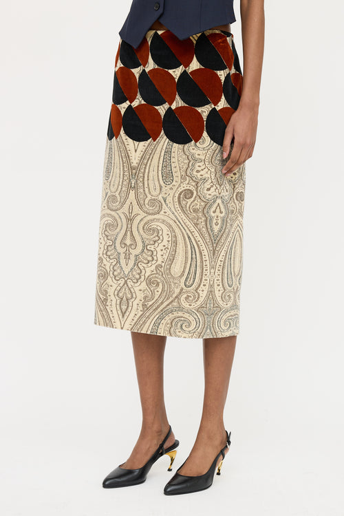 Dries Van Noten Velvet Geometric Skirt