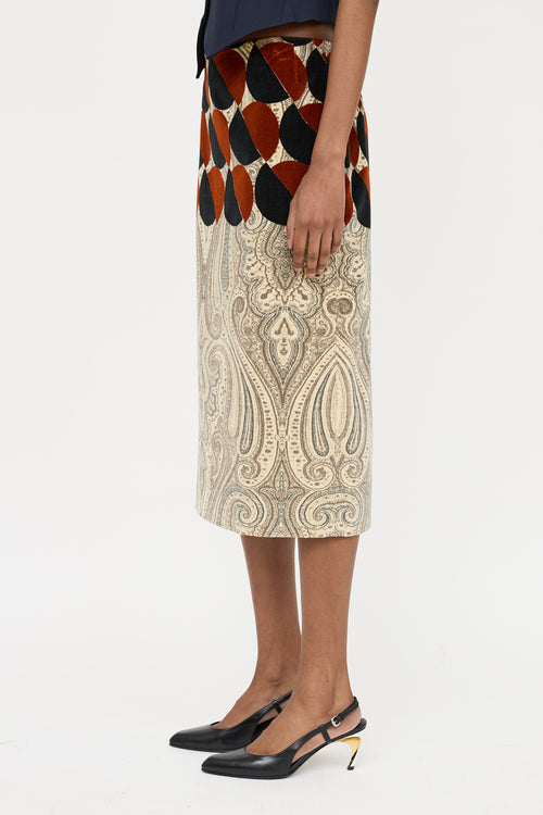 Dries Van Noten Velvet Geometric Skirt