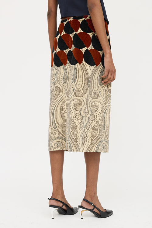 Dries Van Noten Velvet Geometric Skirt