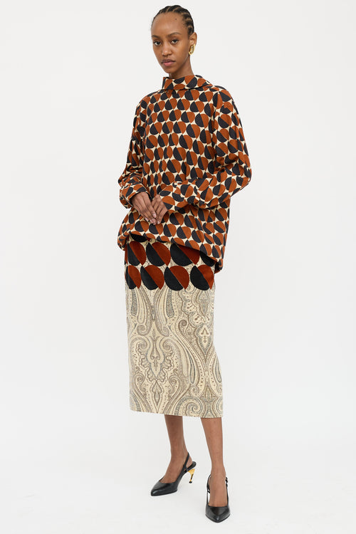 Dries Van Noten Velvet Geometric Skirt