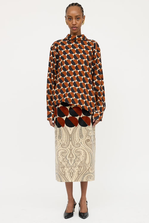 Dries Van Noten Geometric Mock Neck Top