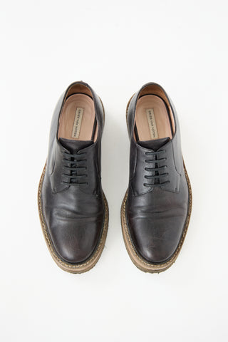 Dries Van Noten Black Leather Crepe Sole Derby