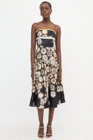 Dries Van Noten Silk Satin Twill Floral Dress