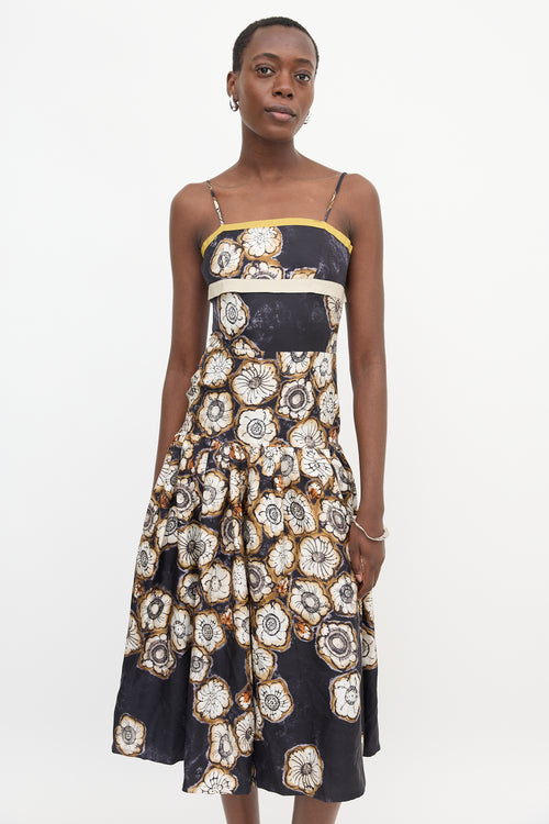 Dries Van Noten Silk Satin Twill Floral Dress