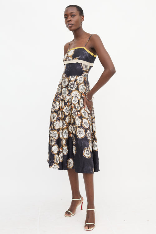 Dries Van Noten Silk Satin Twill Floral Dress