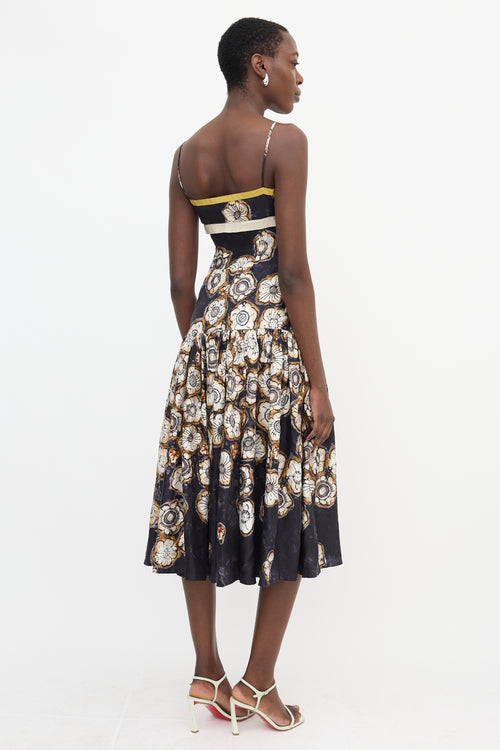 Dries Van Noten Silk Satin Twill Floral Dress