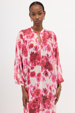 Dries Van Noten Crinkled Sheer Floral Dress