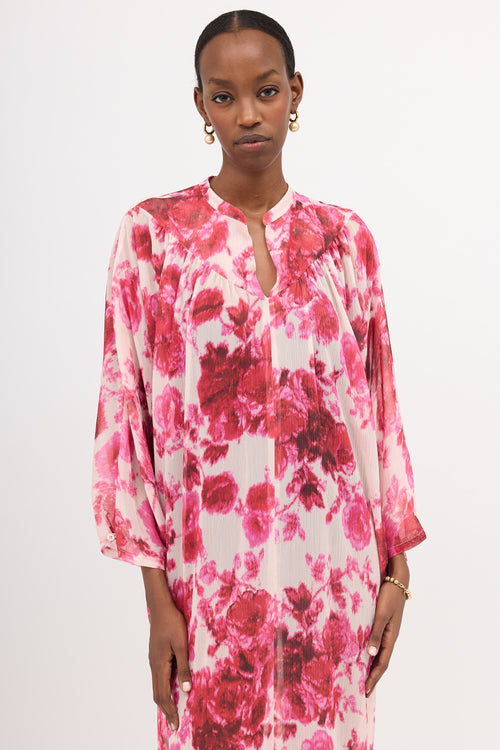 Dries Van Noten Crinkled Sheer Floral Dress