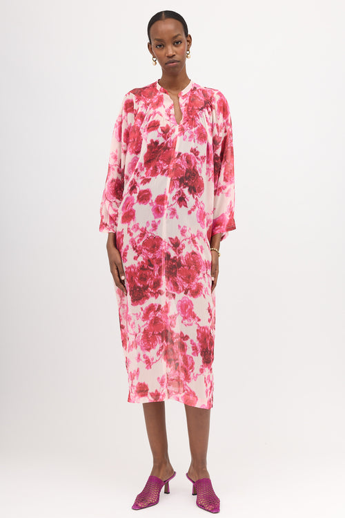 Dries Van Noten Crinkled Sheer Floral Dress