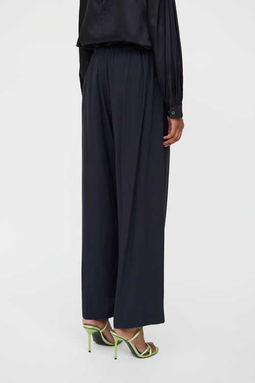 Dries Van Noten Navy Printed Wide Leg Pant