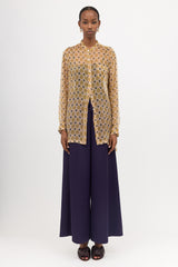 Dries Van Noten Silk Sheer Printed Blouse