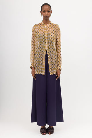 Dries Van Noten Silk Sheer Printed Blouse