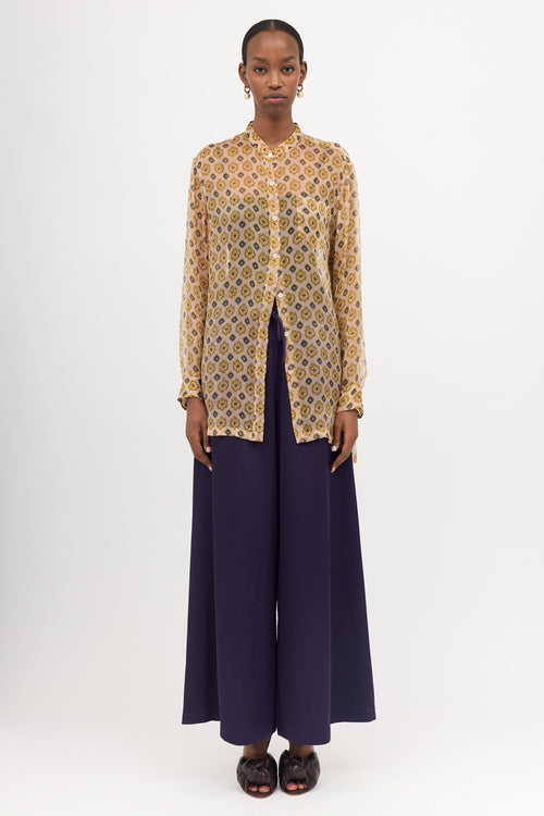 Dries Van Noten Silk Sheer Printed Blouse