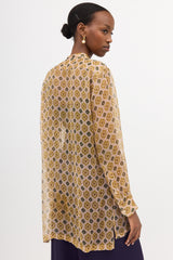Dries Van Noten Silk Sheer Printed Blouse