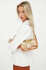 Dries Van Noten Cream & Brown Canvas Embroidered Bag