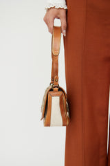 Dries Van Noten Cream & Brown Canvas Embroidered Bag
