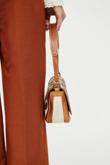 Dries Van Noten Cream & Brown Canvas Embroidered Bag