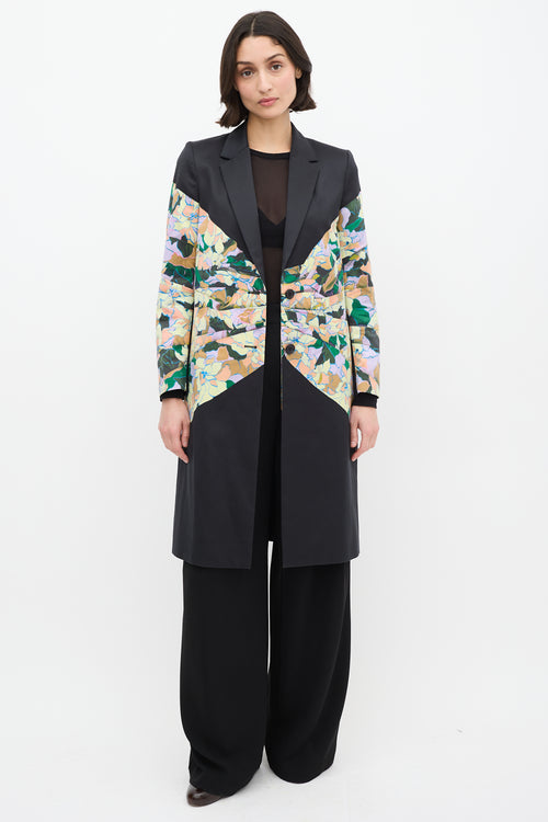 Dries Van Noten 2010 Black & Multi Cotton Floral Coat